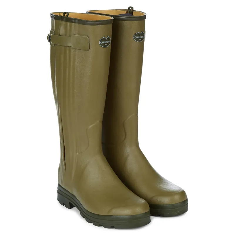 Le Chameau Mens Chasseur Leather Lined Boots in Vert Vierzon-1